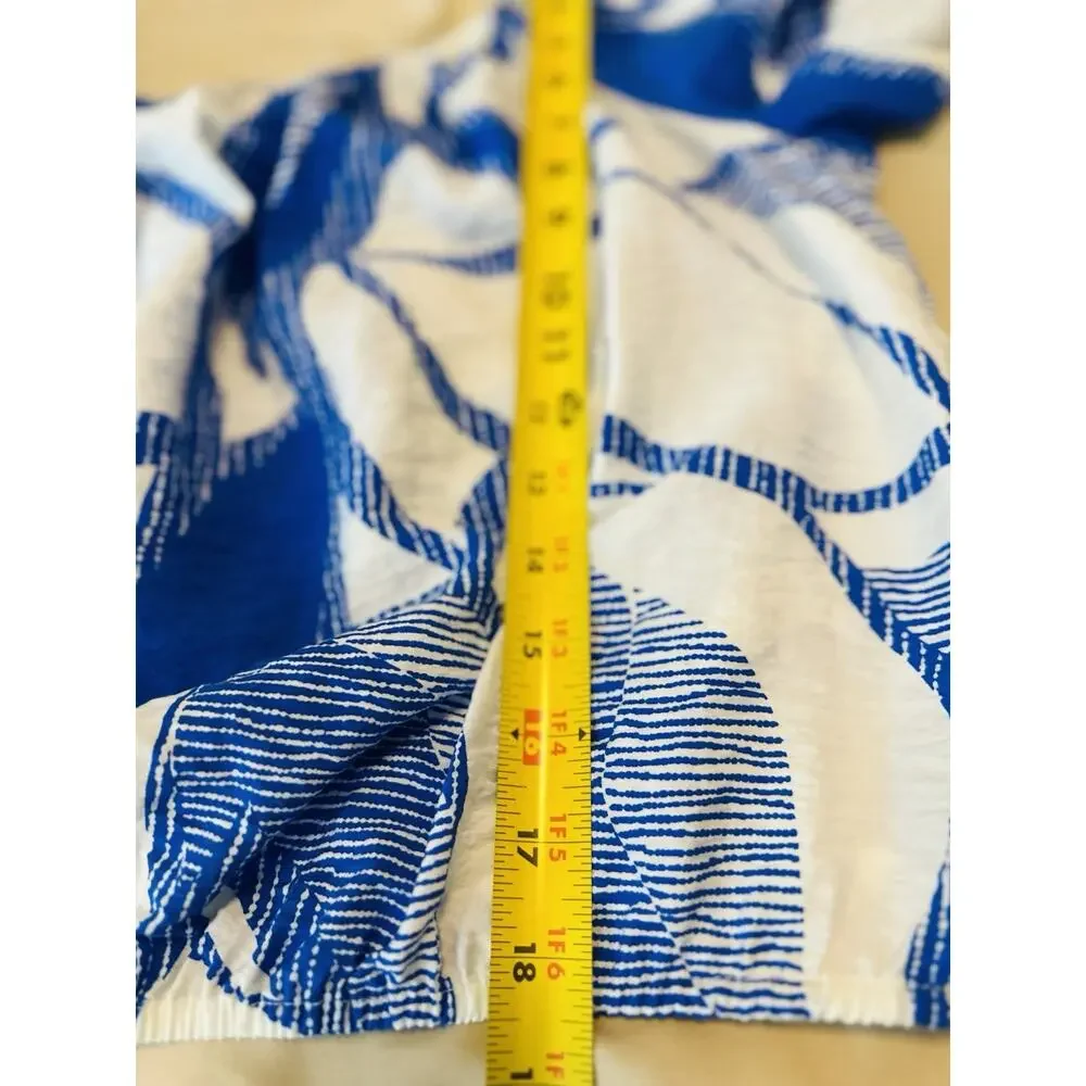 Nine West Blue And White Off Shoulder Summer Blouse Large